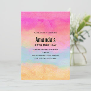 Invitation Pink Blue Jaune arc-en-ciel Abstraites rayures Ann