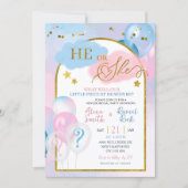 Invitation Pink Blue Little Piece of Heaven Gender Reveal (Devant)
