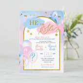 Invitation Pink Blue Little Piece of Heaven Gender Reveal (Debout devant)