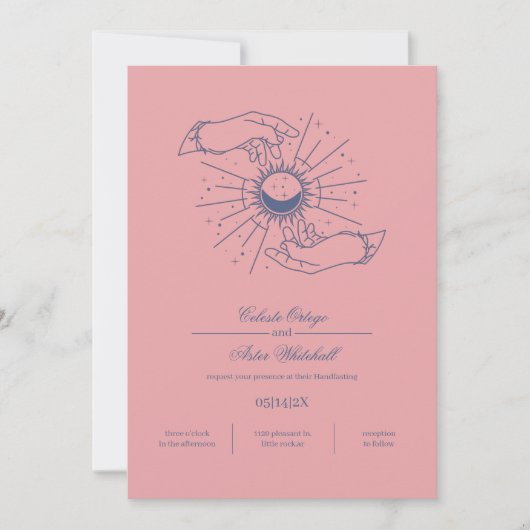 Invitation Pink & Blue Mains Mystiques Céleste Poignée (Devant)
