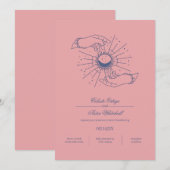Invitation Pink & Blue Mains Mystiques Céleste Poignée (Devant / Derrière)