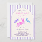 Invitation Pink Blue Purple Cute Bunny Easter Brunch Egg Hunt (Devant)