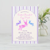 Invitation Pink Blue Purple Cute Bunny Easter Brunch Egg Hunt (Debout devant)