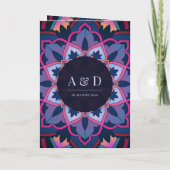 Invitation Pink Blue Purple Ethnic Mandala Mariage indien (Dos)