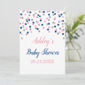Invitation Pink Blue Silver Confetti Genre Neutre Douche (Debout devant)