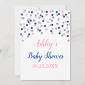 Invitation Pink Blue Silver Confetti Genre Révéler Douche (Devant)
