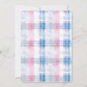 Invitation Pink Blue White Plaid Stripes Baby Shower (Dos)
