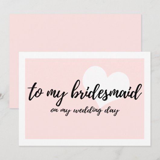 Invitation Pink Blush à ma femme de chambre le jour de mon ma (Devant / Derrière)