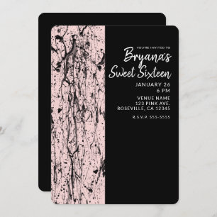 Invitation Pink Blush & Black Paint Sweet 16 TOUTES LES FEMME
