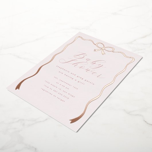 Invitation Pink Blush Bow Foil (Rotation)