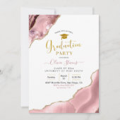 Invitation Pink Blush et Gold Agate Party (Devant)