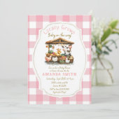 Invitation Pink Blush Farm En vichy Baby shower du marché (Debout devant)