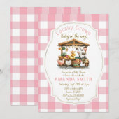 Invitation Pink Blush Farm En vichy Baby shower du marché (Devant / Derrière)