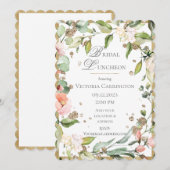 Invitation Pink Blush Floral Gold Élégant déjeuner nuptial #4 (Devant / Derrière)