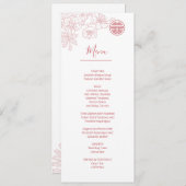 Invitation Pink Blush Florline Art Menu Mariage chinois (Devant / Derrière)