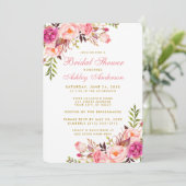 Invitation Pink Blush Gold Floral (Debout devant)