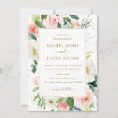 Invitation Pink Blush Gold Floral Aquarelle Mariage Inviter (Devant)