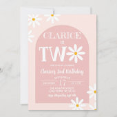 Invitation Pink Boho Arch Daisy 2e anniversaire (Devant)