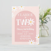 Invitation Pink Boho Arch Daisy 2e anniversaire (Debout devant)