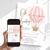 Invitation Pink Boho Bear Baby Shower 