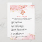 Invitation Pink Boho Bear Baby shower Conseils de jeu pour pa (Devant / Derrière)