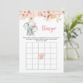Invitation Pink Boho Elephant Girl Baby shower Bingo Jeu (Debout devant)