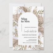 Invitation Pink Boho Floral Arch Mlle à Mme Fête des mariées (Devant)