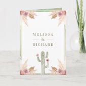 Invitation Pink Boho Floral Pampas Cactus QR Code Wedding (Devant)