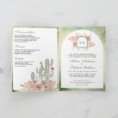 Invitation Pink Boho Floral Pampas Cactus QR Code Wedding (Intérieur)