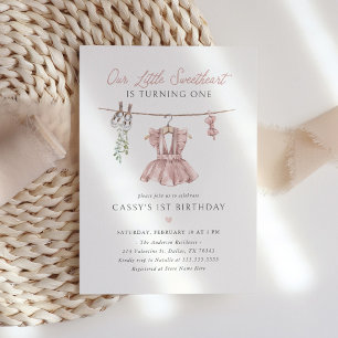 Invitation Pink Boho Little Swetheart Valentines Anniversaire