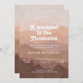 Invitation Pink Boho Mountains Retro Bachelorette Week-end (Devant / Derrière)