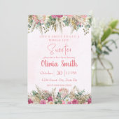 Invitation Pink Boho Pampas Grass Floral Bridal Shower (Debout devant)