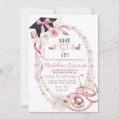 Invitation Pink Boho Pearl Coquette infirmière infirmière dip (Devant)