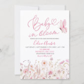 Invitation Pink Boho Wildflower Baby in Bloom Baby Shower (Devant)