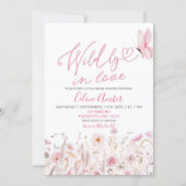 Invitation Pink Boho Wildflower Wildly in Love Bridal Shower (Devant)