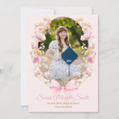 Invitation Pink Boho Wildflowers Graduation Party (Devant)