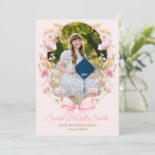 Invitation Pink Boho Wildflowers Graduation Party (Debout devant)