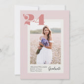 Invitation Pink Bold Classe moderne de 2024 4 Photos Graduati (Devant)
