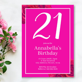 Invitation Pink Bold Modern 21e anniversaire