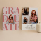 Invitation Pink Bold Modern Classic Photo Graduation