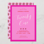 Invitation Pink Bold moderne 21e anniversaire (Devant / Derrière)