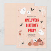 Invitation Pink Boo Bash : Une fête d'Halloween Éffrayante (Devant / Derrière)