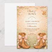 Invitation Pink Boots And Bows Girl Baby Shower (Devant / Derrière)