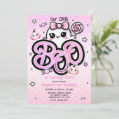 Invitation Pink BOT Petit Fantôme Halloween fête d'anniversai (Debout devant)