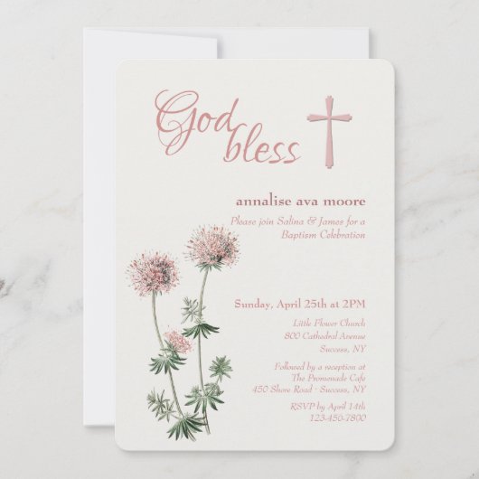 Invitation Pink Botanical (Devant)