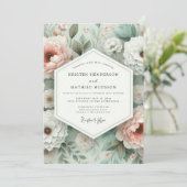 Invitation Pink Botanical Bloom Wedding (Debout devant)