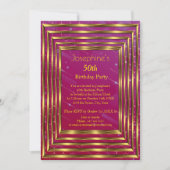Invitation Pink Bourgogne 50e Anniversaire Party Gold (Devant)