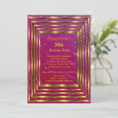 Invitation Pink Bourgogne 50e Anniversaire Party Gold (Debout devant)