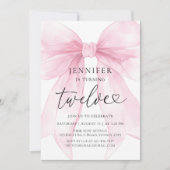 Invitation Pink Bow 12th Birthday (Devant)