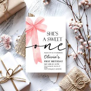 Invitation Pink Bow 1er anniversaire